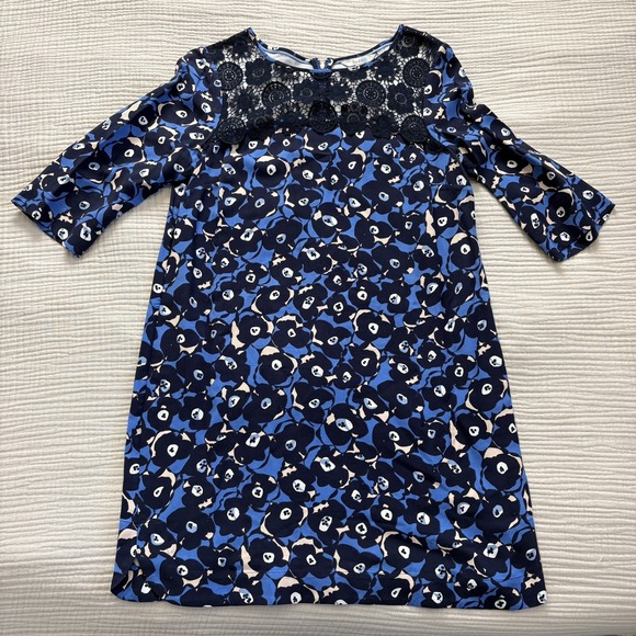 Boden Dresses & Skirts - Boden Jessa Lace Tunic Dress Women's Sz 10 Blue Black Floral Mini Twee
